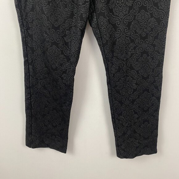 Chicos So Slimming Juliet Flocked Pants Size 2 US 12 Large Black Ankle Pull On - Picture 3 of 11